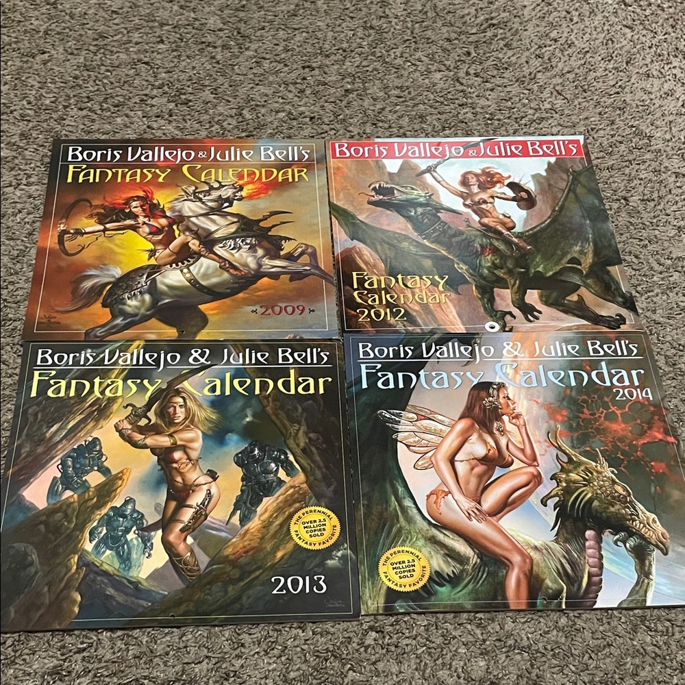 Boris Vallejo & Julie Bell’s Fantasy Wall Calendars Years 2009, 2012, 2013, 2014